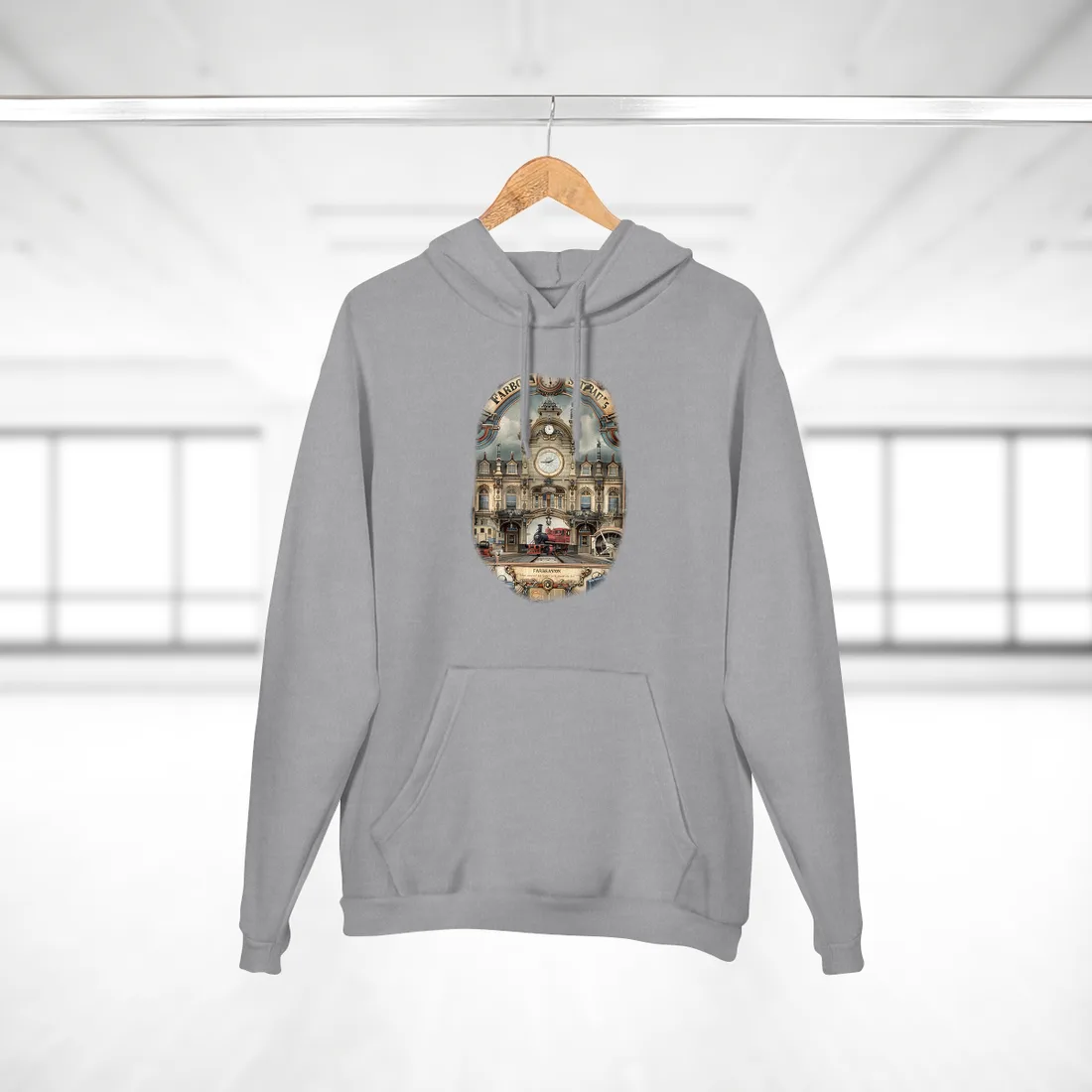 Vintage Farhampton Train Station Sign - Hoodie (Heather Grey)