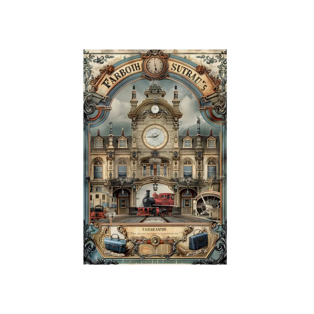 Vintage Farhampton Train Station Sign - Metal Poster