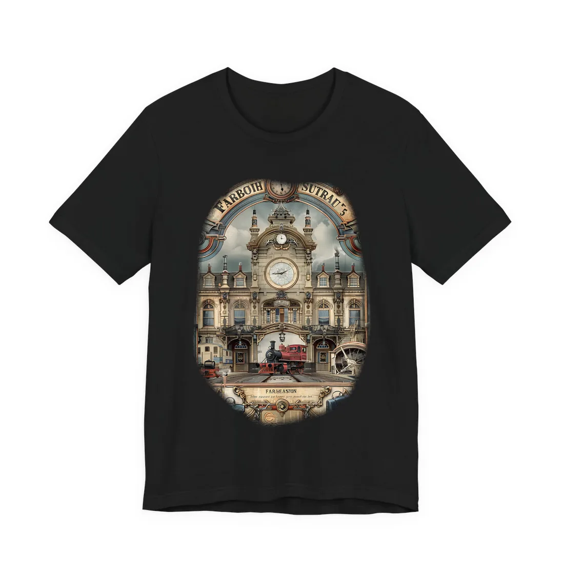 Vintage Farhampton Train Station Sign - T-Shirt (Black)