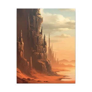 Desert Ruins at Sunset: Rocky Canyon Landscape Canvas Print
