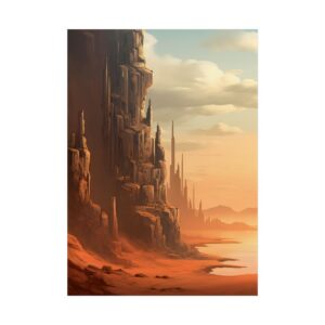 Desert Ruins at Sunset: Rocky Canyon Landscape Poster