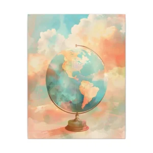 World Globe in Clouds Canvas Print