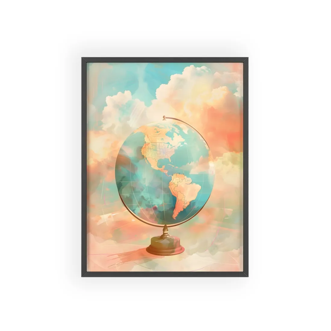 Vintage Globe: 80 Iconic Landmarks - Framed Poster
