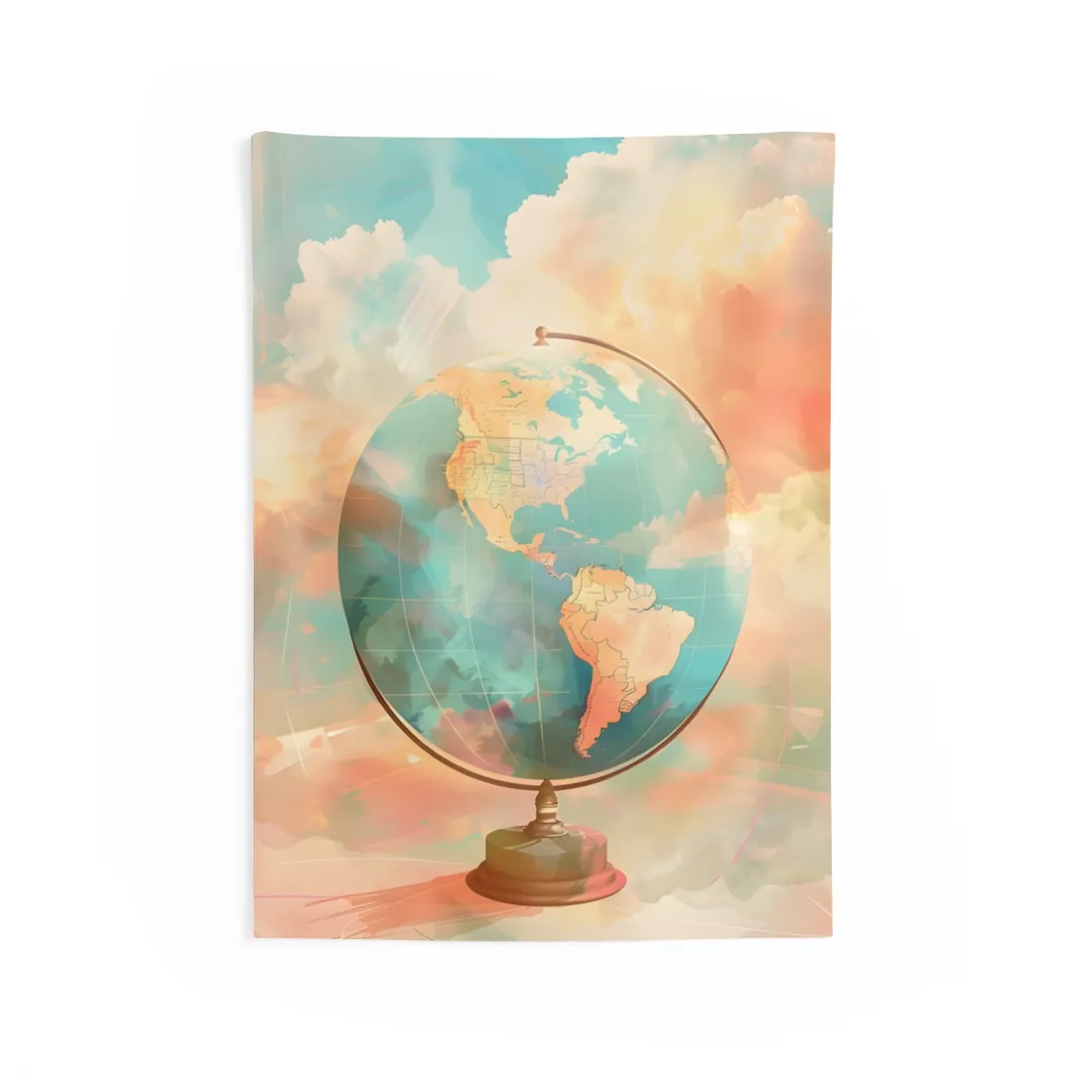 Vintage Globe: 80 Iconic Landmarks - Wall Tapestry