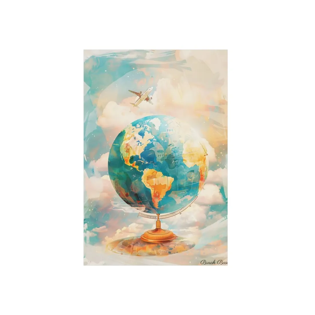 Vintage Globe with 80 Iconic Landmarks: Educational - Metal Poster