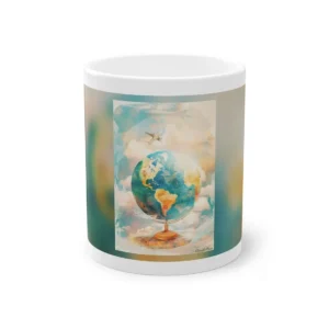 Globe with Airplane in Clouds Mug