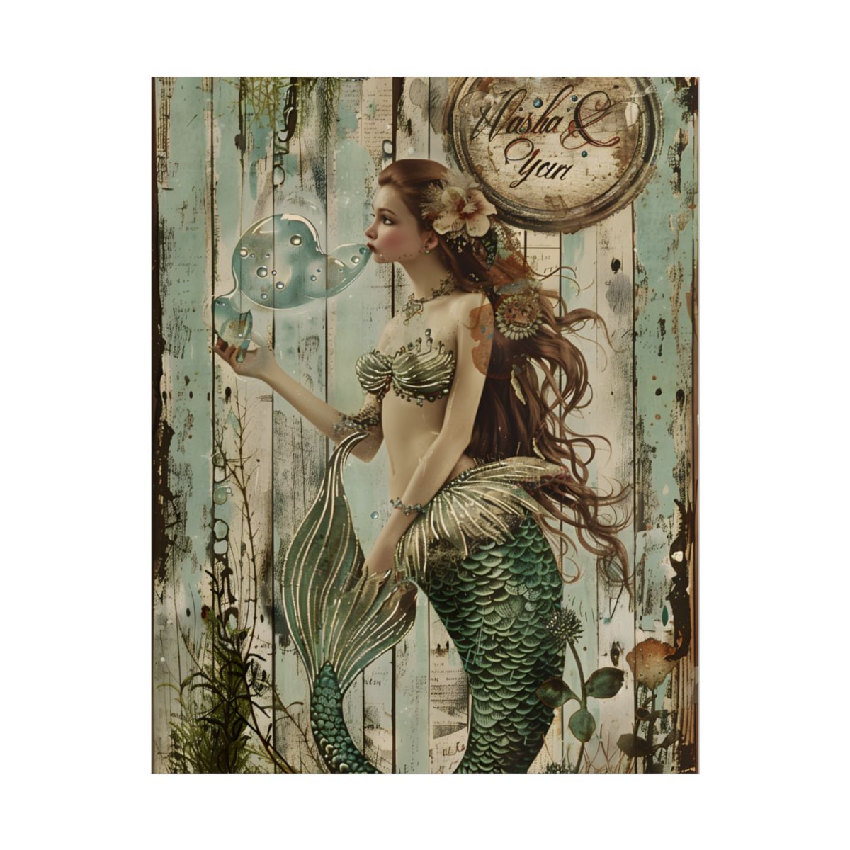 Vintage Mermaid Soap Beauty: A Dreamy Artwork - Poster