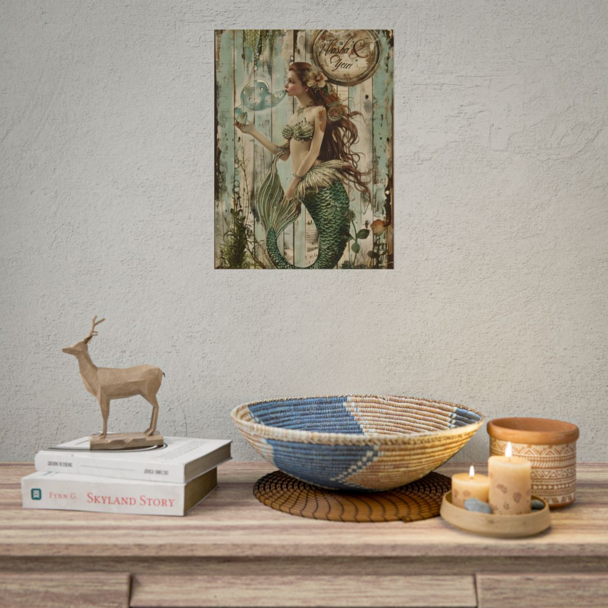 Vintage Mermaid Soap Beauty: A Dreamy Artwork - Poster