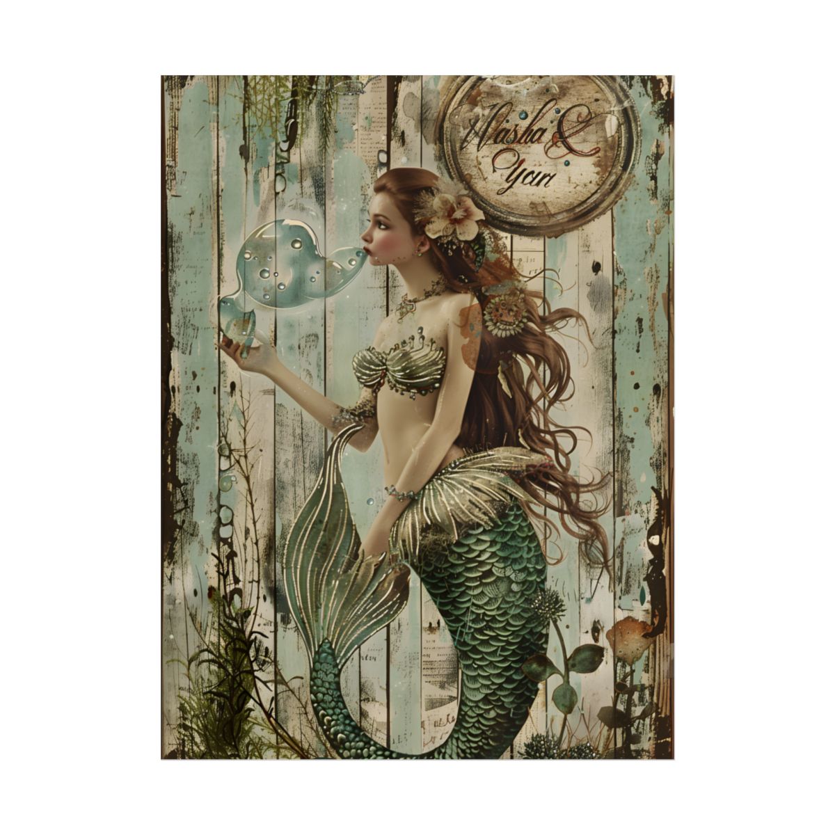 Vintage Mermaid Soap Beauty: A Dreamy Artwork - Poster