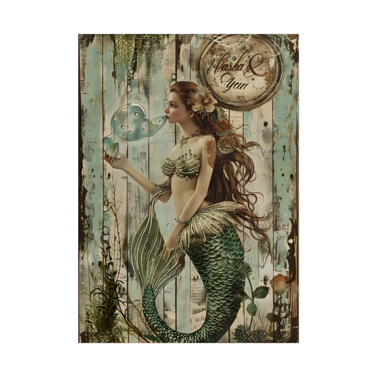 Vintage Mermaid Soap Beauty: A Dreamy Artwork - Poster