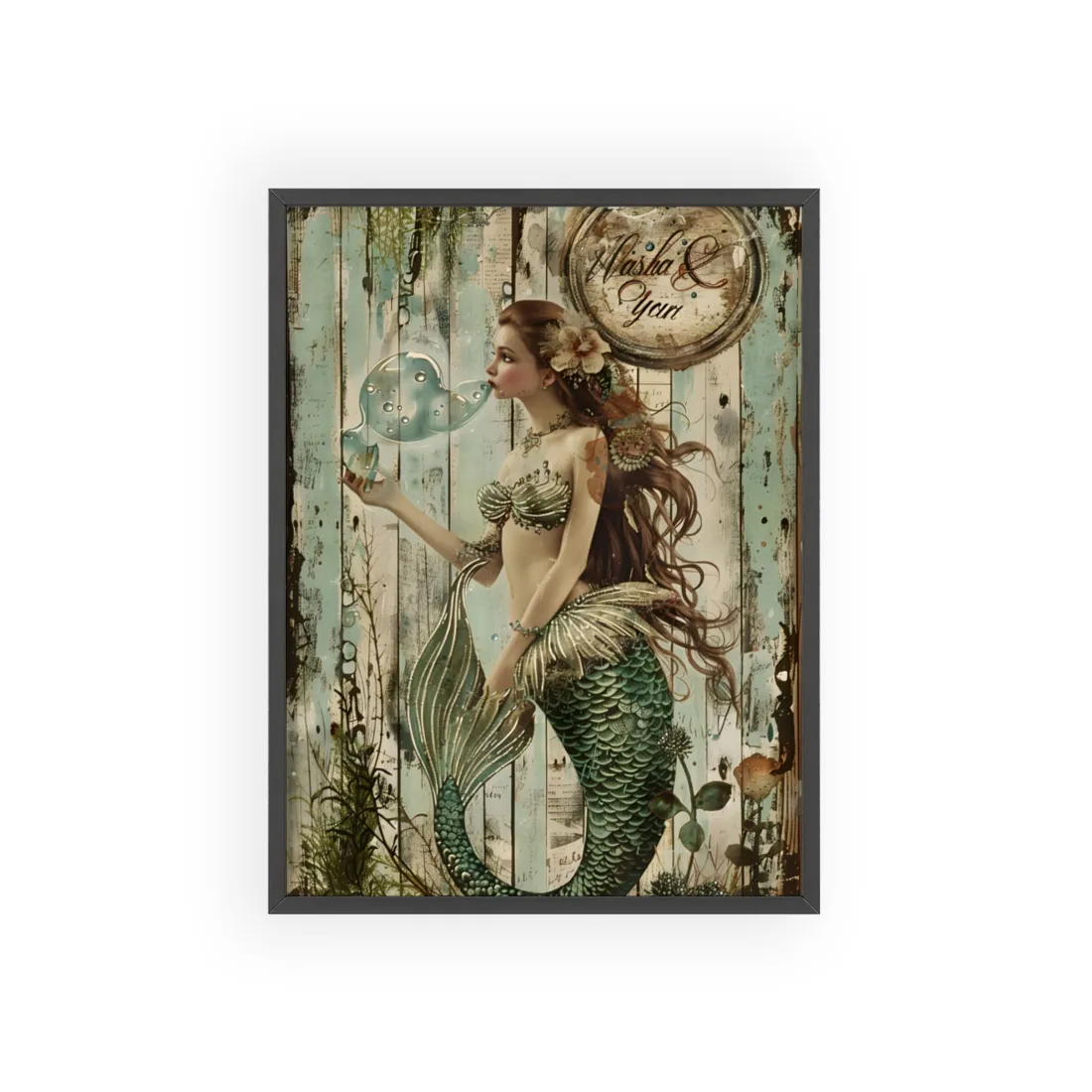 Vintage Mermaid Soap Beauty: A Dreamy - Framed Poster