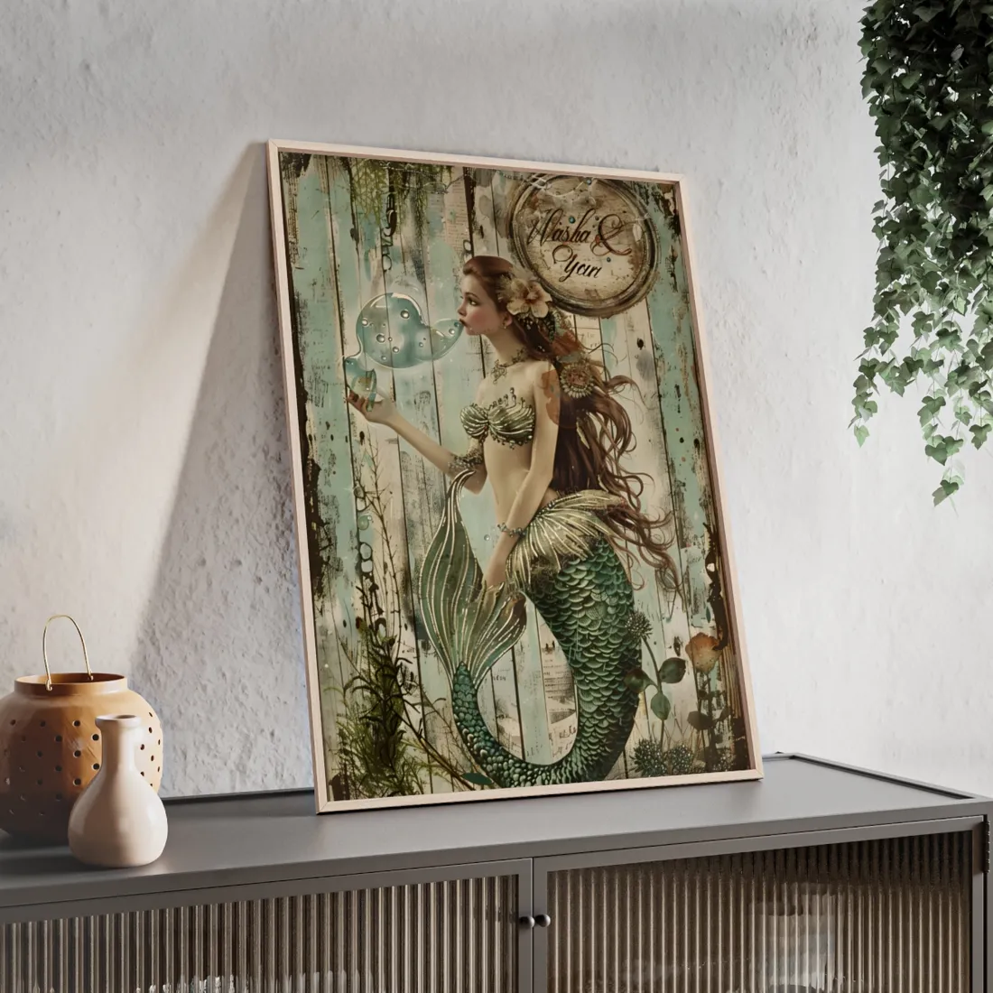 Vintage Mermaid Soap Beauty: A Dreamy - Framed Poster