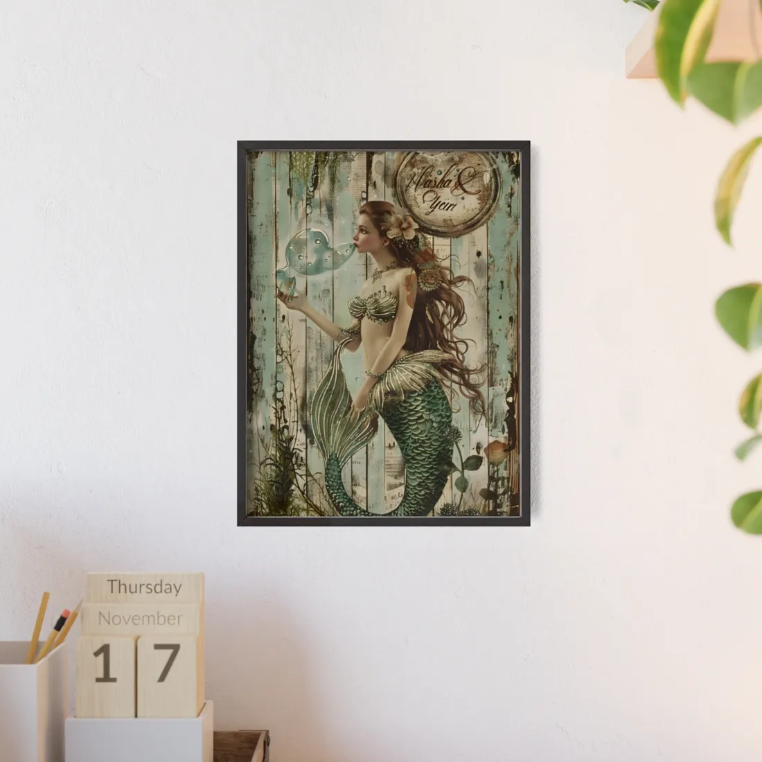 Vintage Mermaid Soap Beauty: A Dreamy - Framed Poster