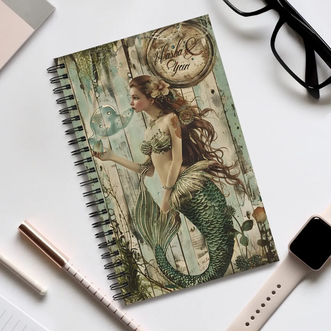 Vintage Mermaid Soap Beauty: A Dreamy - Spiral Notebook