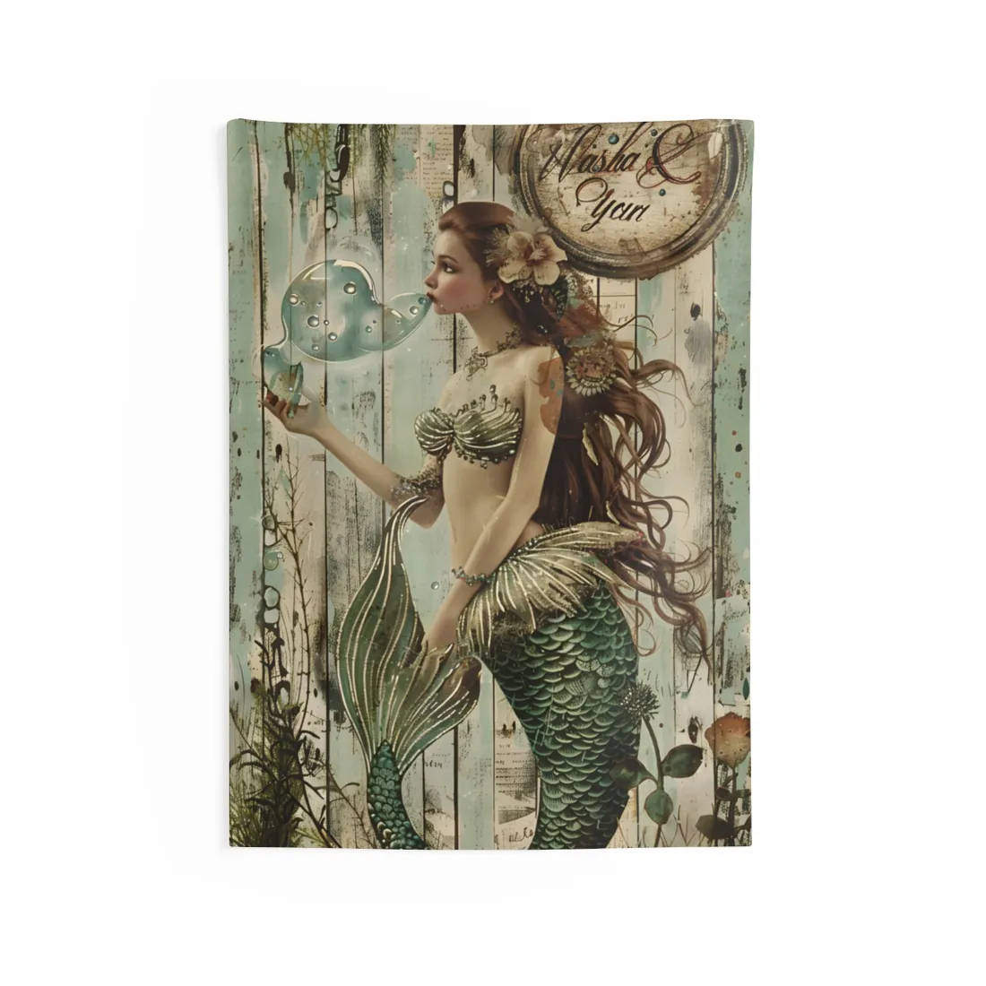 Vintage Mermaid Soap Beauty: A Dreamy - Wall Tapestry