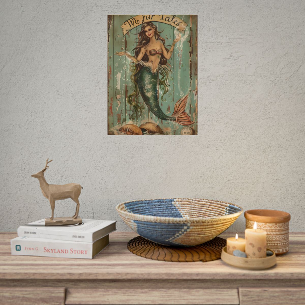 Vintage Mermaid Soap Bubble Dream: Whimsical Artwork - Poster