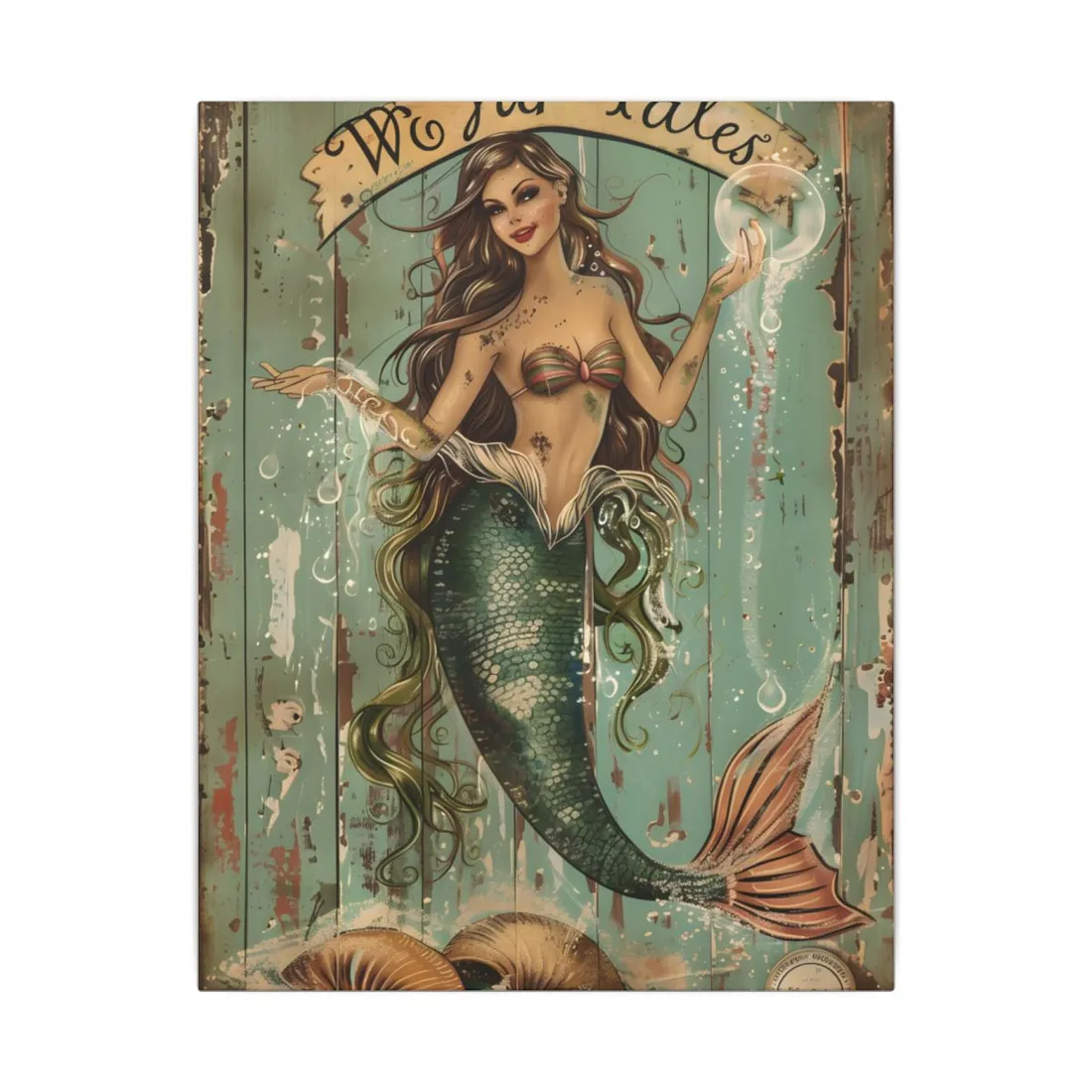 Vintage Mermaid Soap Bubble Dream: Whimsical - Canvas
