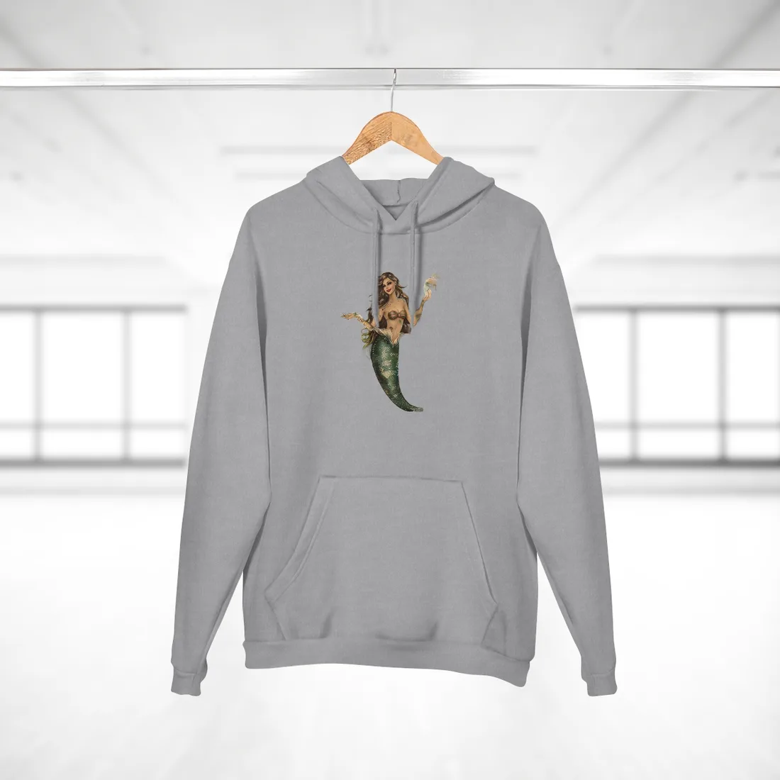 Vintage Mermaid Soap Bubble Dream: Whimsical - Hoodie (Heather Grey)