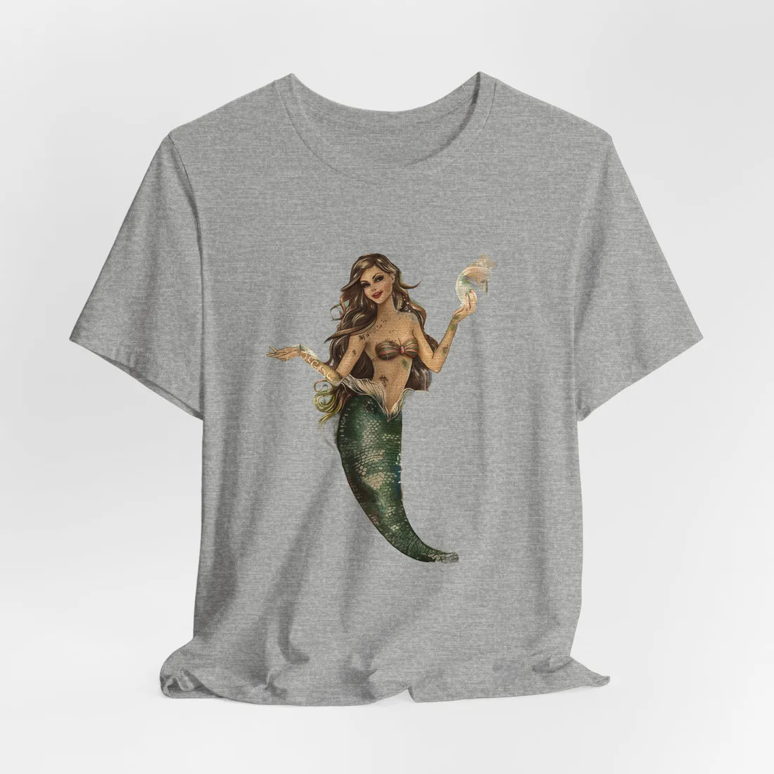 Vintage Mermaid Soap Bubble Dream: Whimsical - T-Shirt (Athletic Heather)