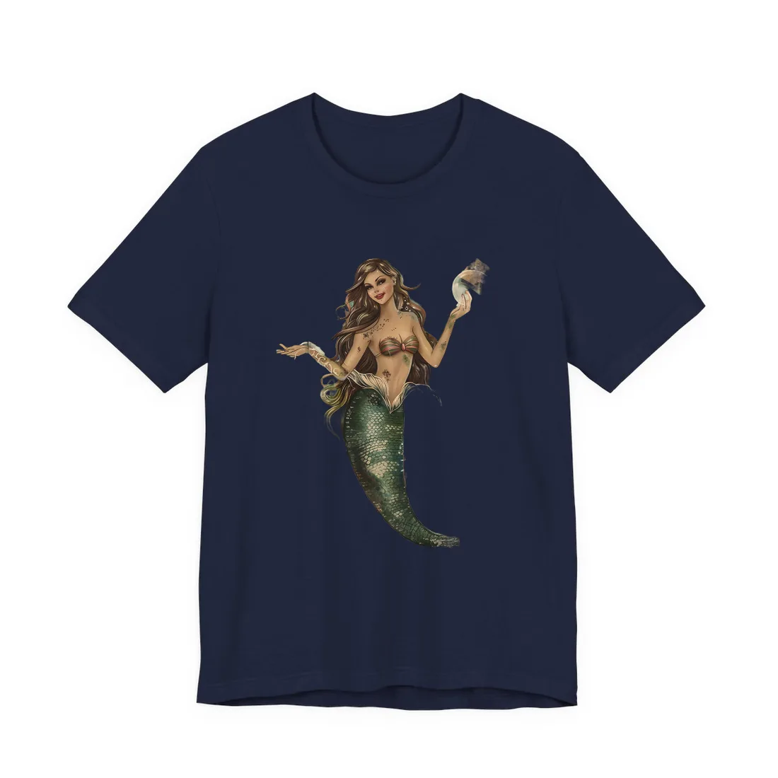 Vintage Mermaid Soap Bubble Dream: Whimsical - T-Shirt (Navy)