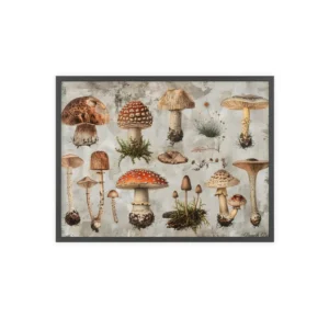 Vintage Mushroom Specimen Collection Framed Poster