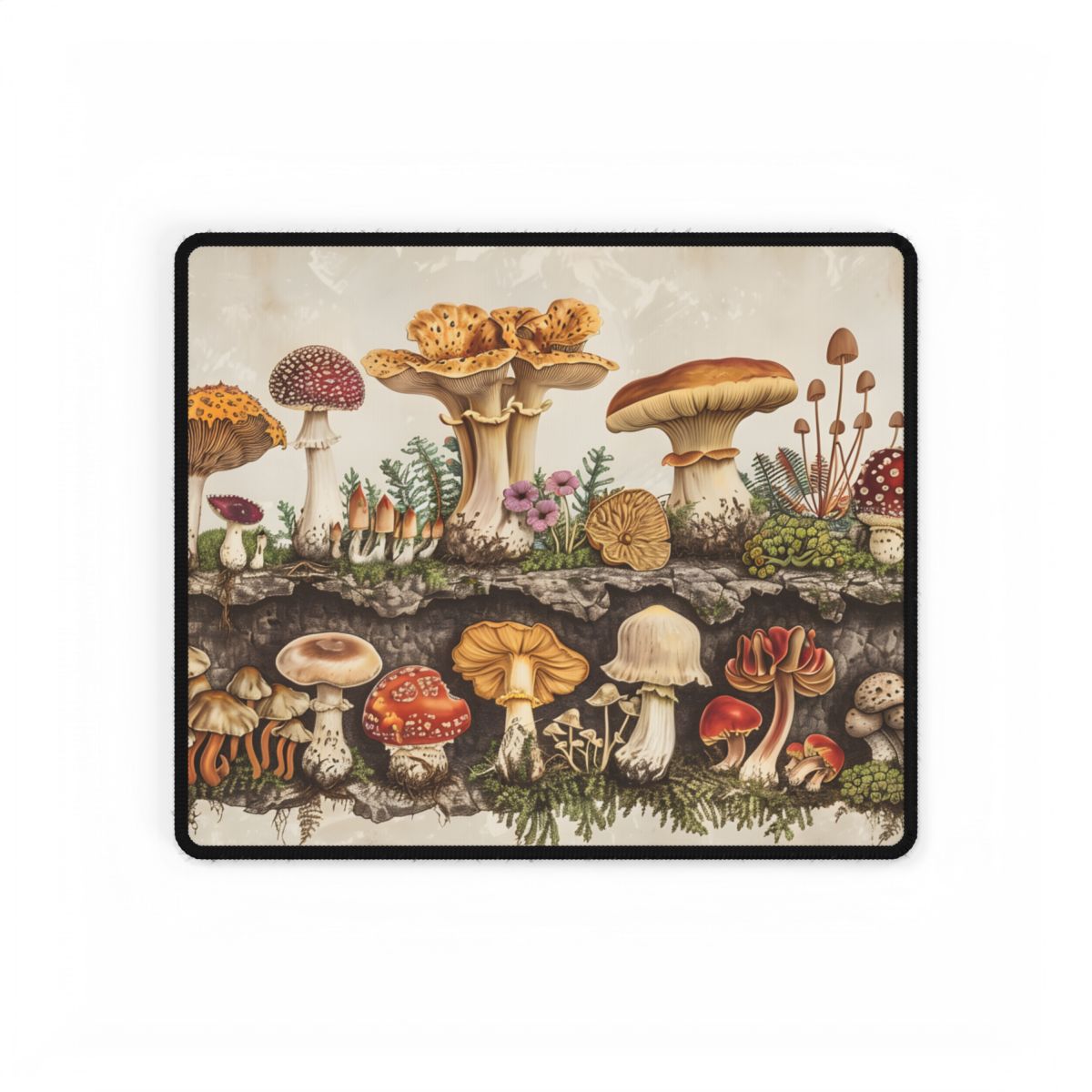 Vintage Mushroom Illustration: Detailed Artwork - Desk Mat