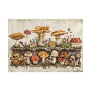 Vintage Mushroom Field Guide Poster
