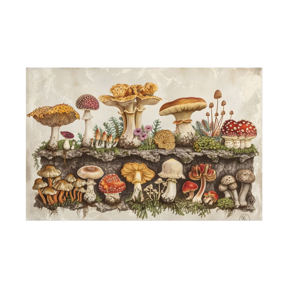 Vintage Mushroom Illustration: Detailed Artwork - Poster
