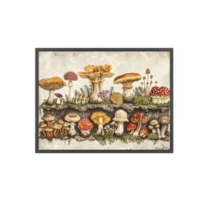 Vintage Mushroom Field Guide Framed Poster