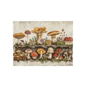 Vintage Mushroom Field Guide Metal Poster