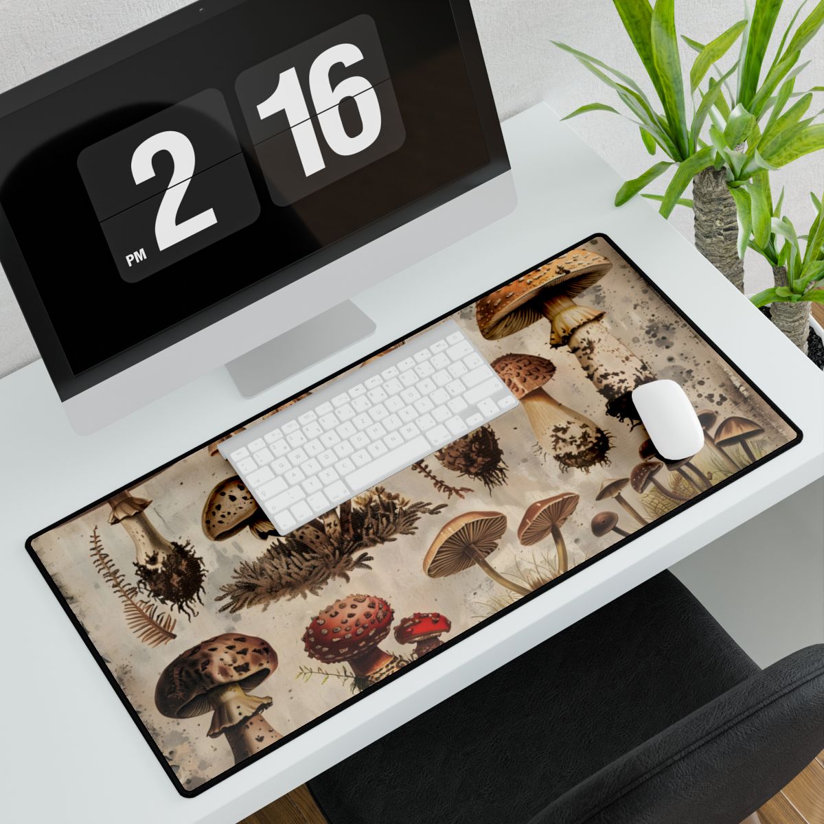 Vintage Mushroom Illustration: Earthy Artwork - Desk Mat