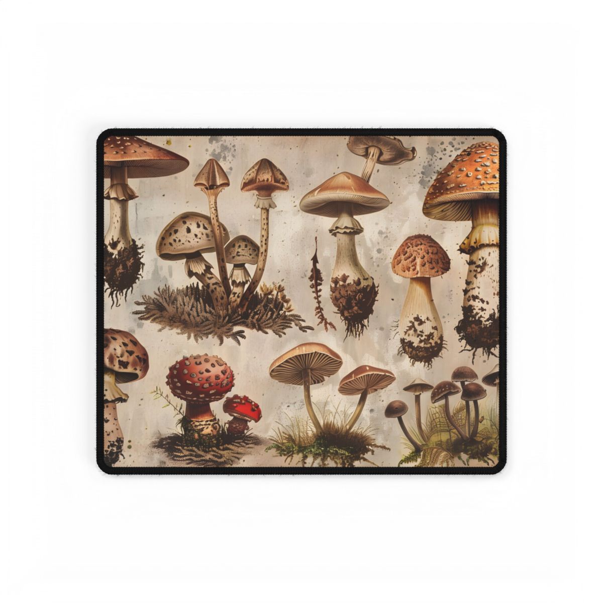 Vintage Mushroom Illustration: Earthy Artwork - Desk Mat