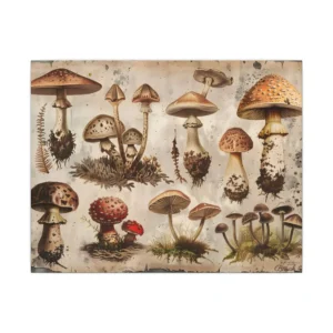 Vintage Mushroom Specimen Plate Canvas Print