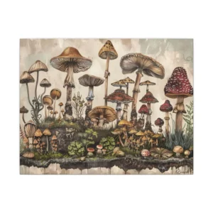 Mushrooms on Mossy Ground Canvas Print