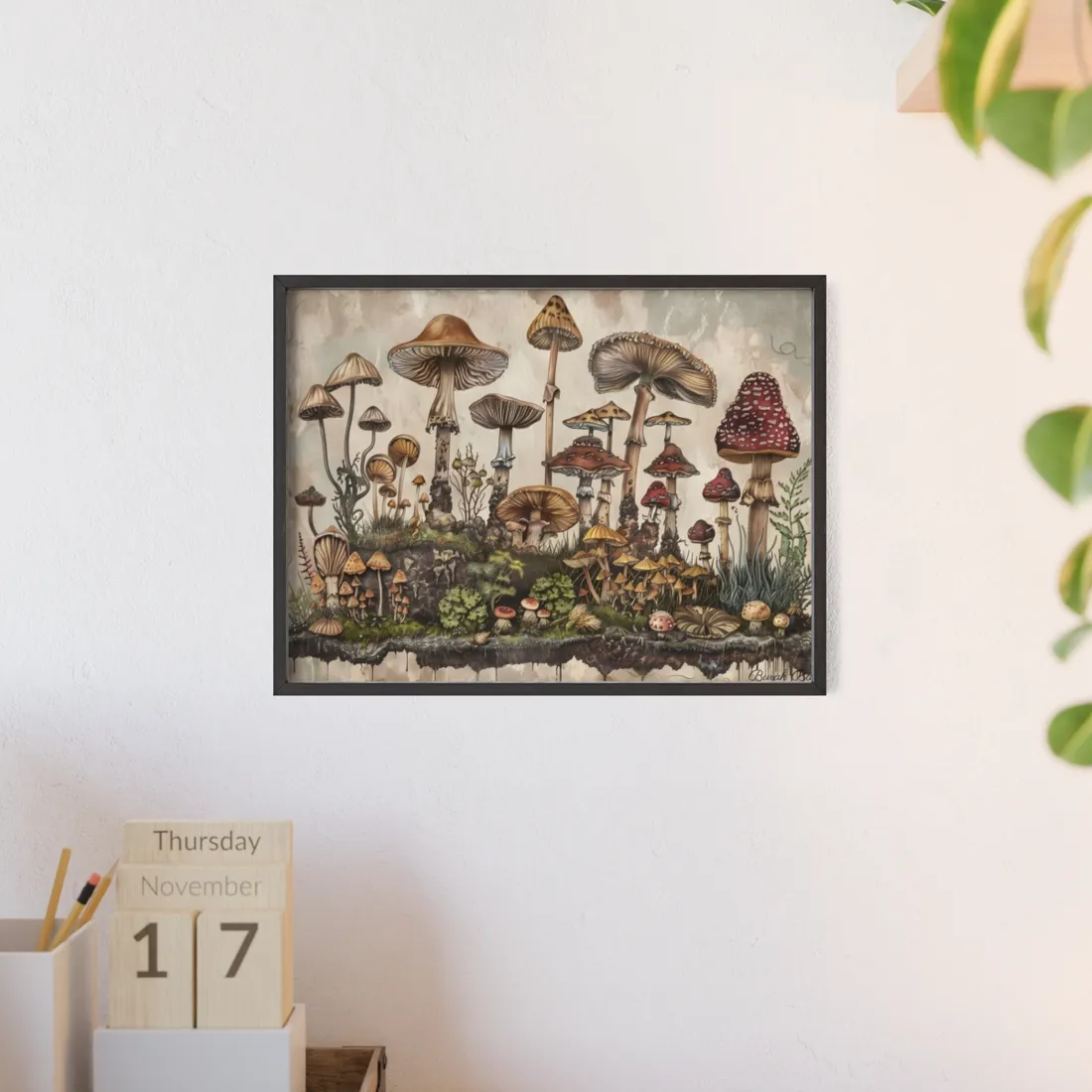 Vintage Mushroom Illustrations: A Collection of Unique Fungi - Framed Poster