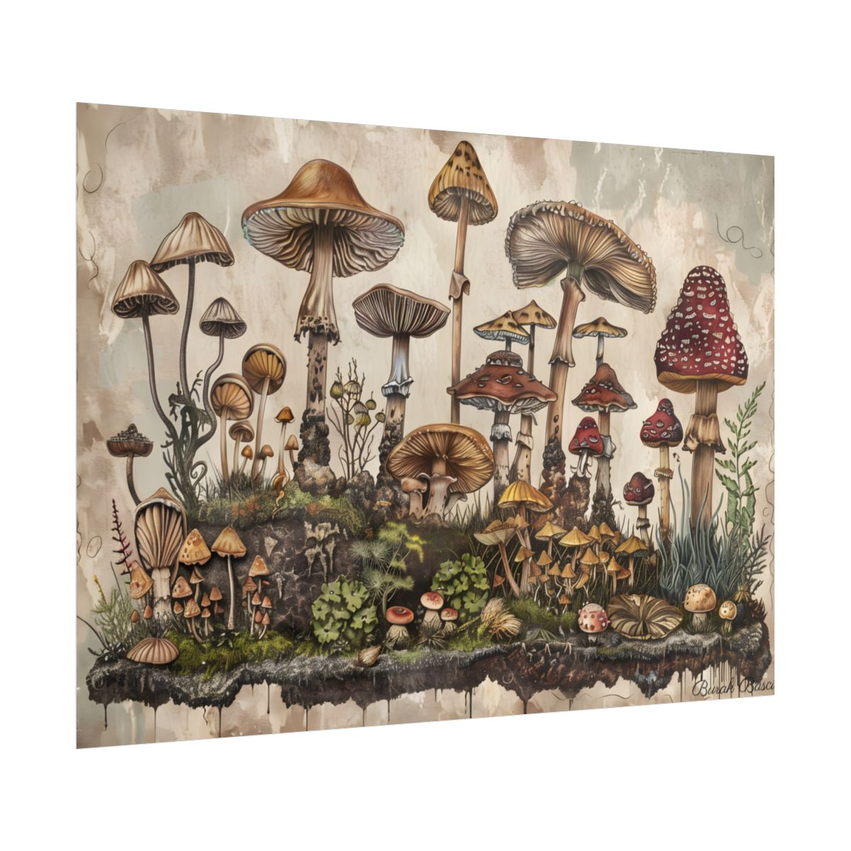 Vintage Mushroom Illustrations: A Collection of Unique Fungi - Poster