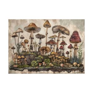 Mushrooms on Mossy Ground Poster