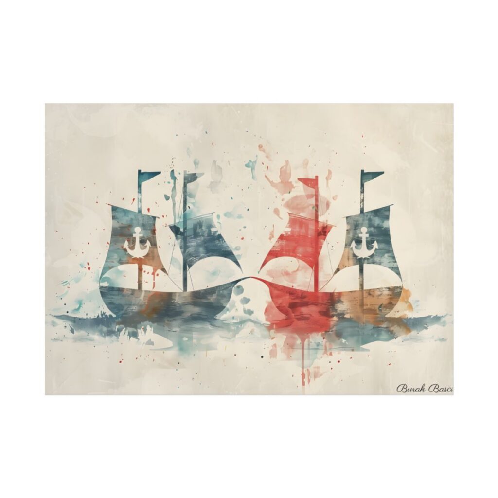 Vintage Nautical Flags: Antique Maritime Heraldry Illustration - Poster