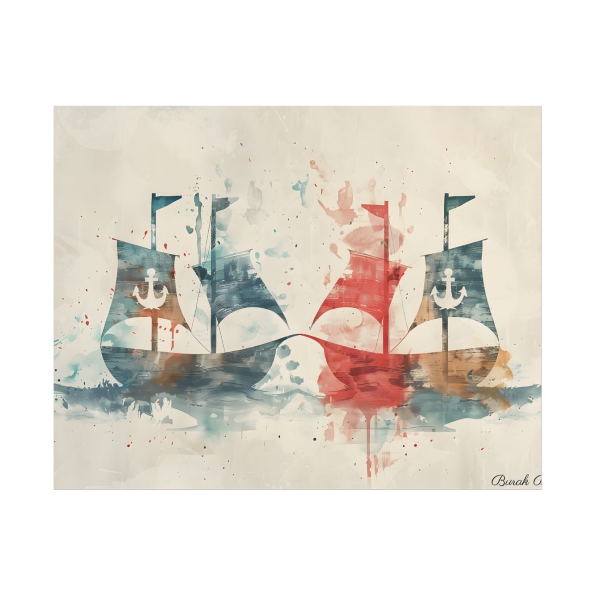 Vintage Nautical Flags: Antique Maritime Heraldry Illustration - Poster