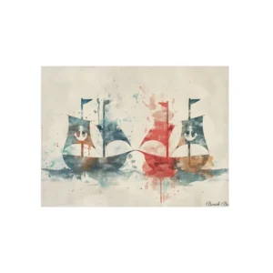 Four Sailing Ships Metal Poster