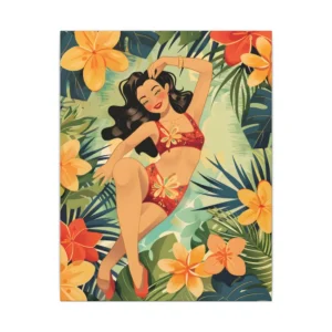 Woman Among Tropical Flowers Canvas Print