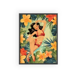Woman Among Tropical Flowers Framed Poster