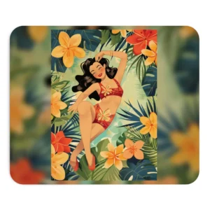 Woman Among Tropical Flowers Mouse Pad