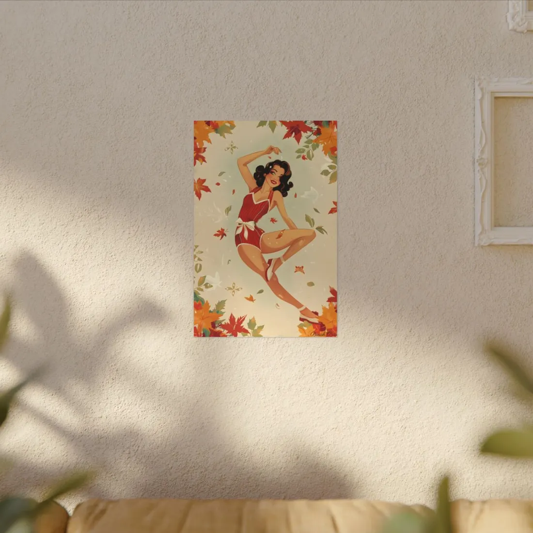 Vintage Retro Pin-Up Girl: Classic Illustration Art - Canvas