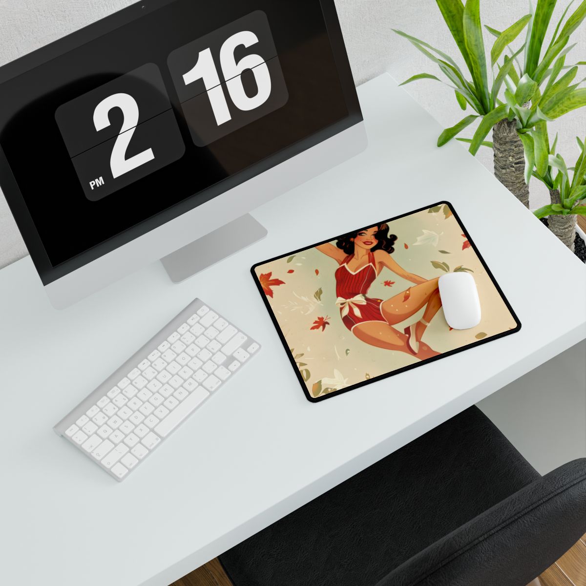 Vintage Retro Pin-Up Girl: Classic Illustration Art - Desk Mat