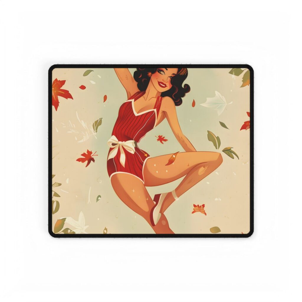 Vintage Retro Pin-Up Girl: Classic Illustration Art - Desk Mat