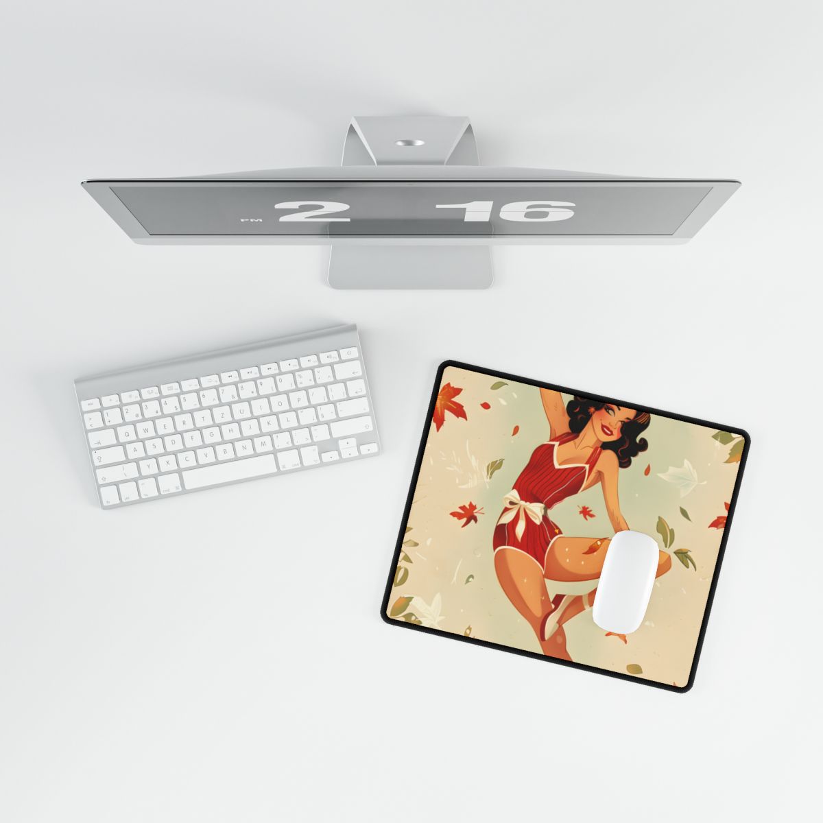Vintage Retro Pin-Up Girl: Classic Illustration Art - Desk Mat