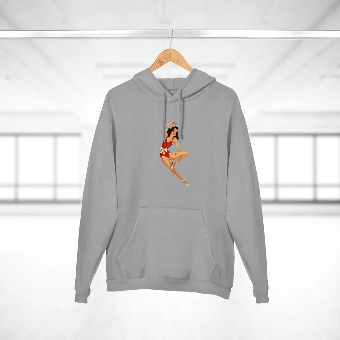 Vintage Retro Pin-Up Girl: Classic Illustration Art - Hoodie (Heather Grey)