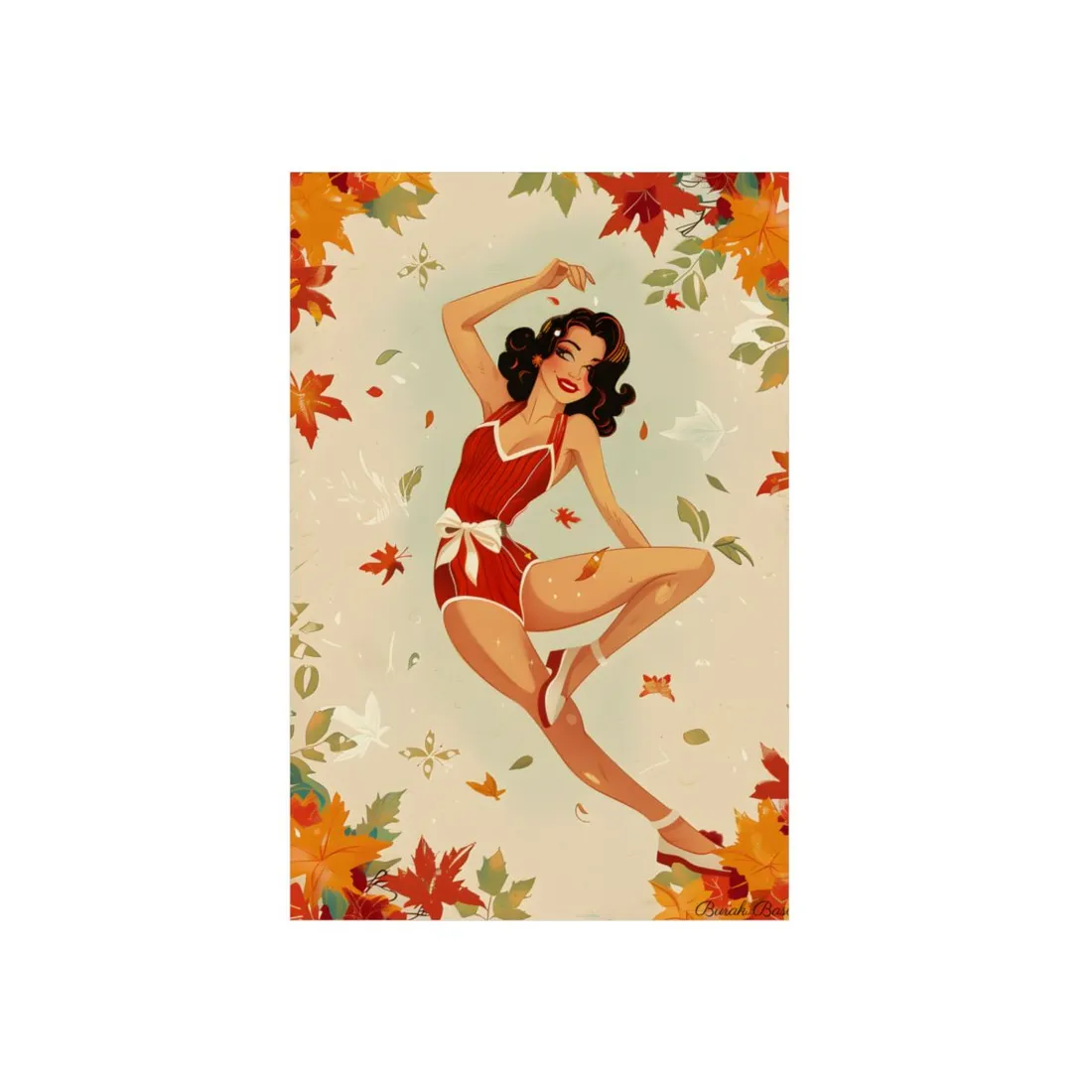 Vintage Retro Pin-Up Girl: Classic Illustration Art - Metal Poster