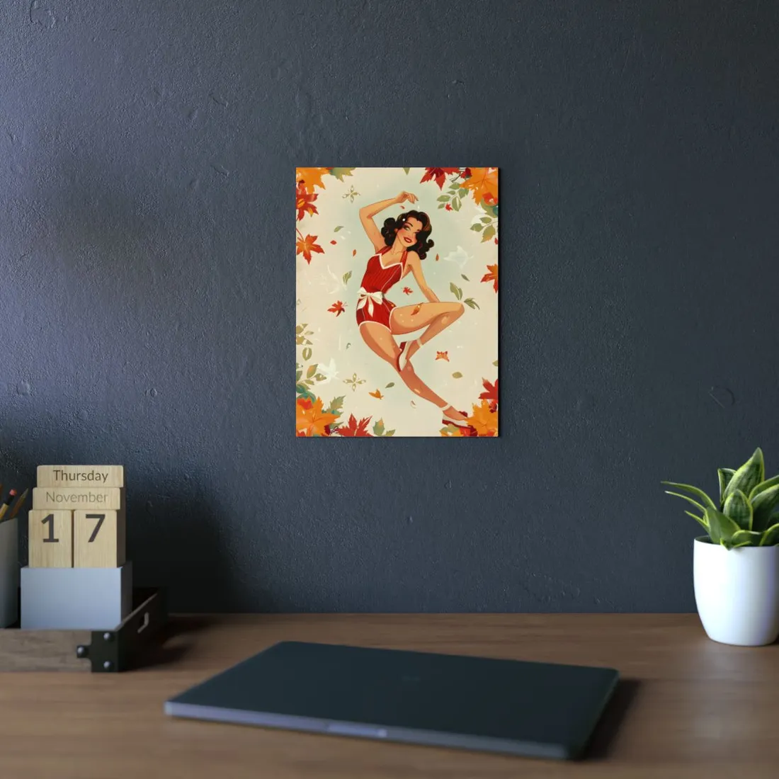 Vintage Retro Pin-Up Girl: Classic Illustration Art - Metal Poster